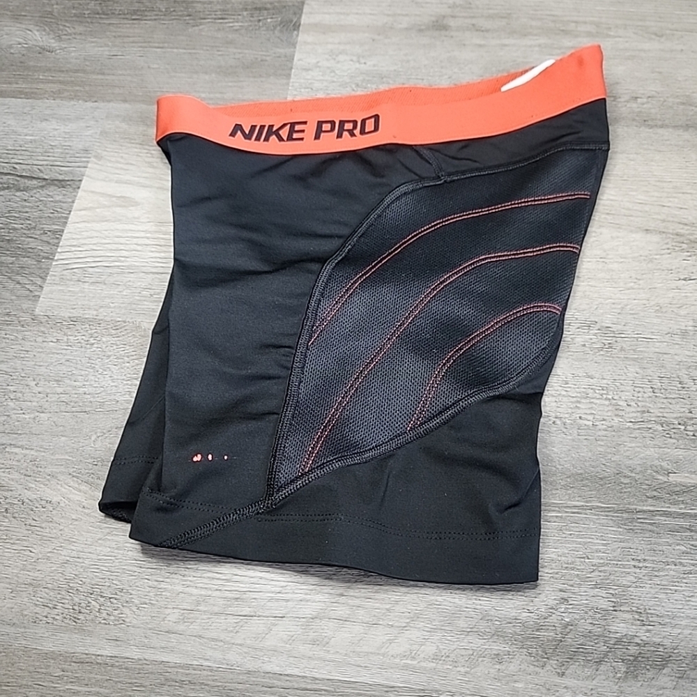 NIKE Women’s Dry Fit Pro Slider Baseball Shorts Size Small Black Orange Sports - Picture 3 of 7